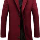 Tanming Mens Black Trench Coat Notched Lapel Single Breasted Long Peacoat Overcoat M