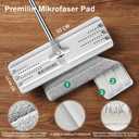 JOYMOOP Flat Mops, Microfiber Mop for Floor Cleaning and Wall Cleaner, 50" Mop Handle with Flexible 13" Flat Head with a Microfiber Mop Pad - White