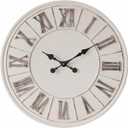 Large Farmhouse Wall Clock - 24 inch, Rustic Roman Numeral Big Wall Clock for Living Room Decor | Ivory White | Metal Face | Battery Operated