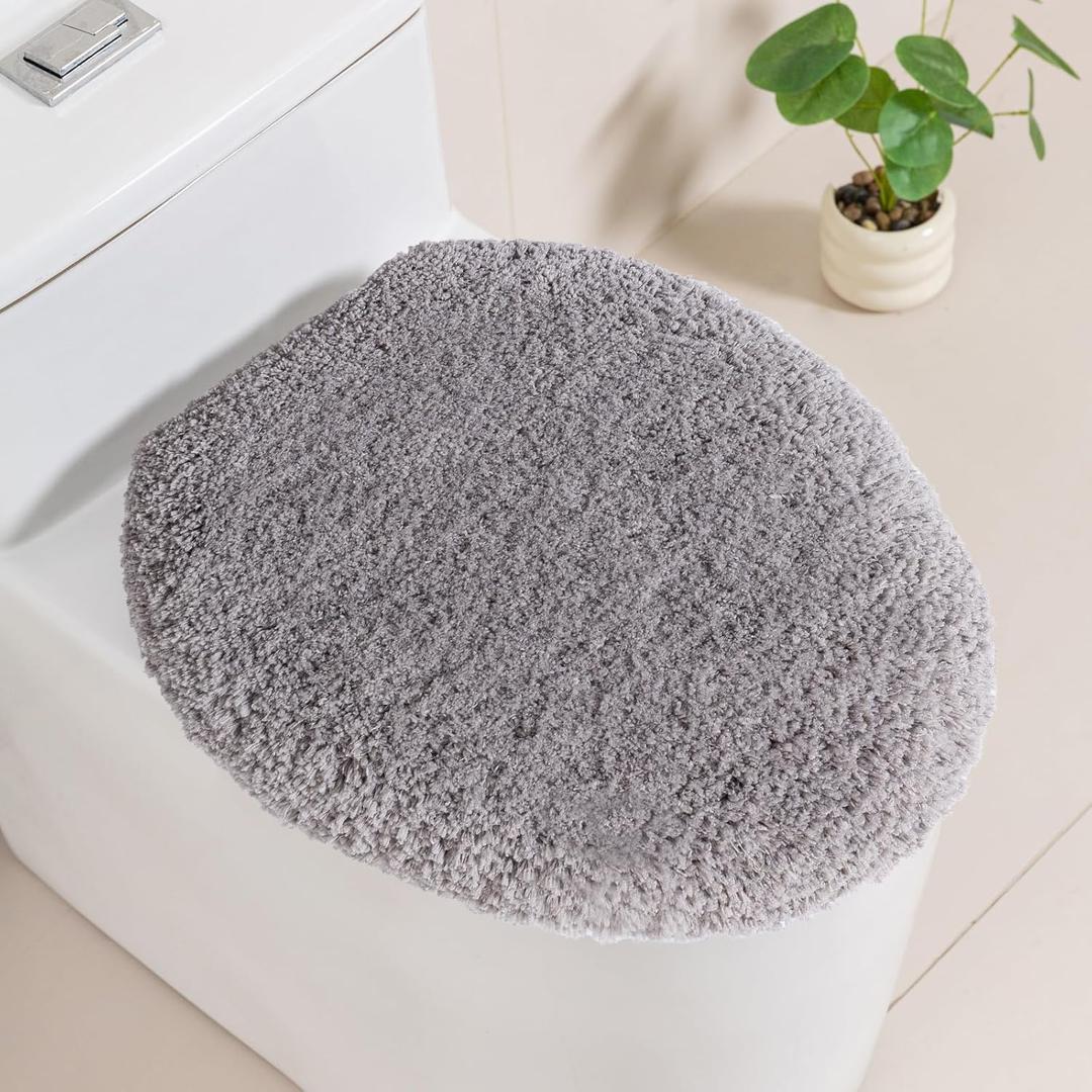 Microfiber Toilet Lid Cover, 19.5"x15" Machine Washable Toilet Seat Covers, Soft Absorbent Toilet Seat Lid Cover, Only Fit Elongated Toilet Seat