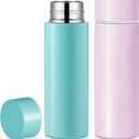 Irenare 5oz Mini Water Bottle Mini Insulated Stainless Steel Bottle Purse Water Bottle Cute Leak Proof Flask Keeps Drink Cold and Hot for Purse Women(Blue, Purple,2 Pieces)