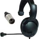 RTS Single Muff Intercom Headphones with Male XLR Four Pin Connector Installed