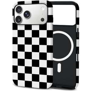 Mokiy TPU Phone Case for iPhone, MagSafe Wireless Charging Compatible, Shockproof Slim Fit Protective Cover with Anti-Yellowing & Raised Camera Protection (Grid 1, iPhone 17 Pro Max(6.9"))