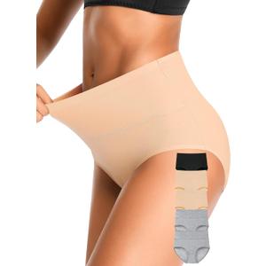 OLIKEME Womens Underwear Cotton High Waisted Breathable Soft Briefs Postpartum Full Coverage Underwear for Women 5 Pack (Multi, L)
