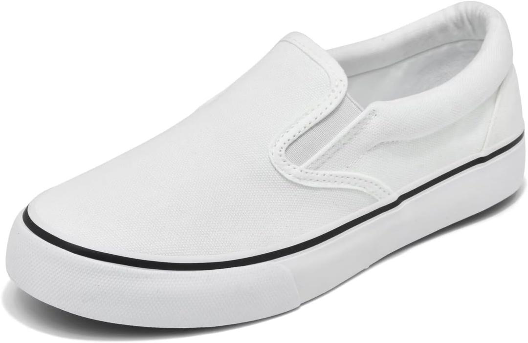 Low Top Slip on Casual Canvas Shoes for Women,Comfortable Lightweight Classic Fashion Sneakers Popular 2026, Zapatillas Casual De Lona De Moda para Hombre Y Mujer (9, White)