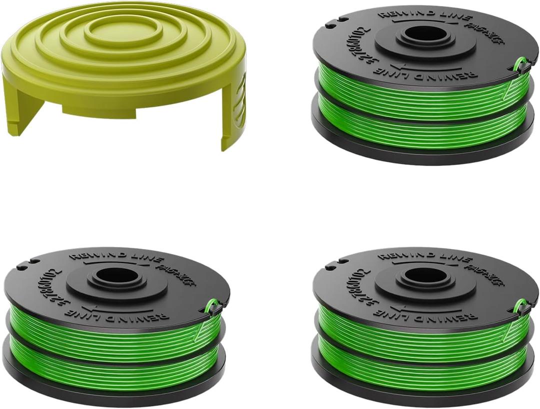 Trimmer Spool Line for SEYVUM 40V String Trimmer, Edger Spool Line, 0.08-inch Weed Trimmer Spool, 3-Pack 16.5 ft Spool Lines, Replacement Cap Included