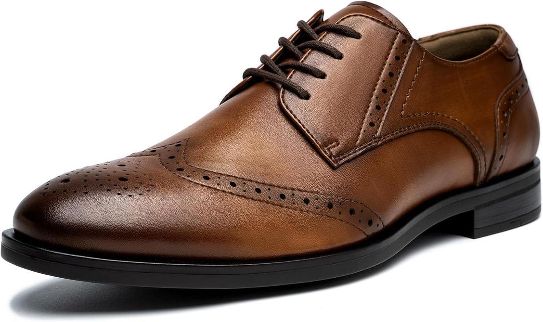Mens Formal Oxford Dress Shoes (11, Wingtip/Camel)