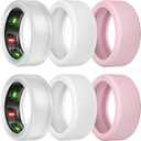 2 x Cover for UltraHuman Ring AIR/Oura Ring Gen 4/ Gen3, 3Pack Elastic Ring Case Protector for Gym and Working Out (2Pink+2Clear+2White, S (6/7/8/9/10))