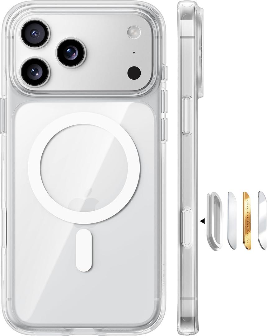 TORRAS Stronger Magnetic & Anti-Yellowing for iPhone 17 Pro Max Case Clear, Fit for MagSafe, Military Grade Drop Protection, Camera Control, DIY Button, Slim for iPhone 17 Pro Max Case Diamond Clear