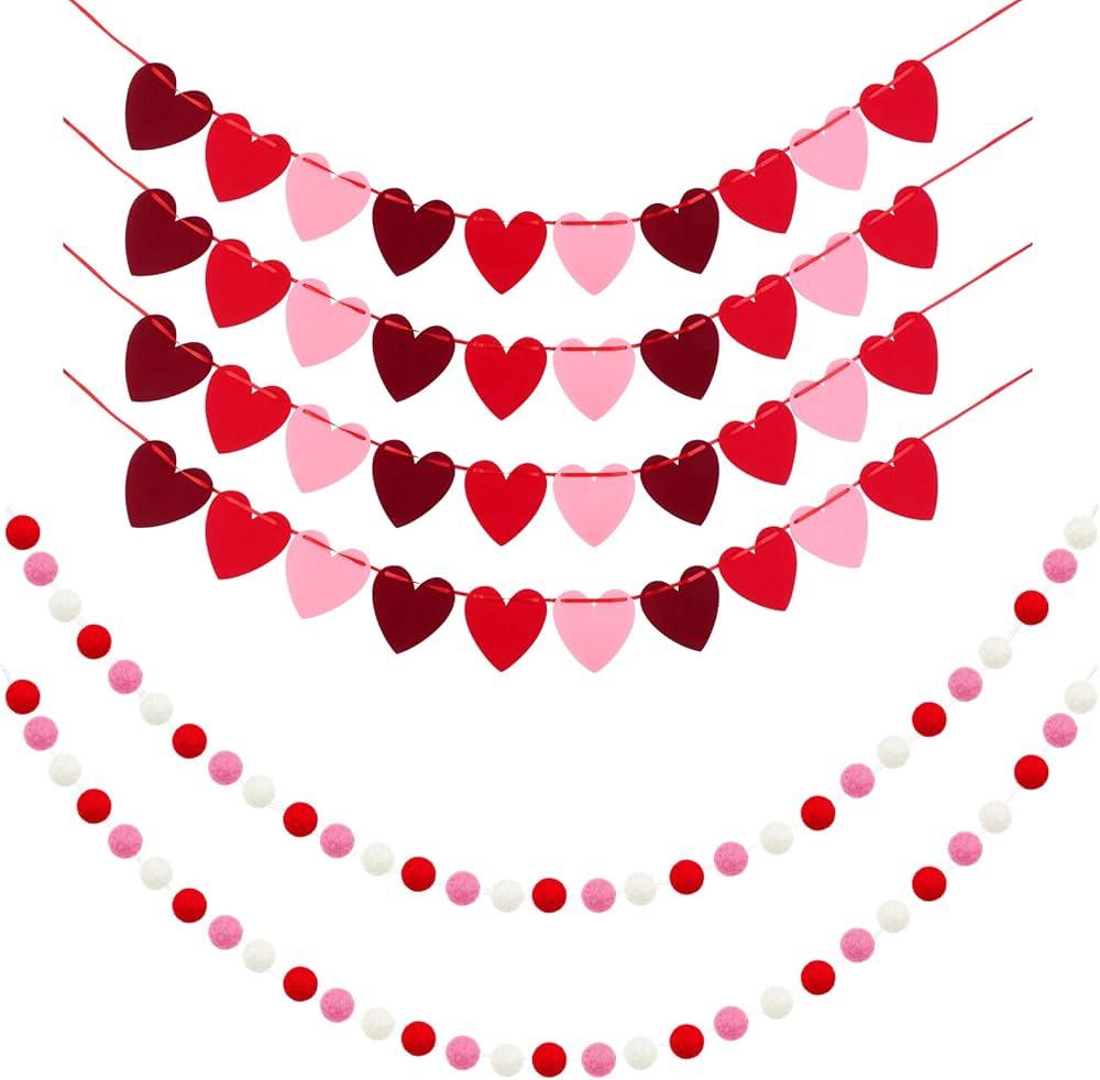Felt Garland hearts 6 Pack
