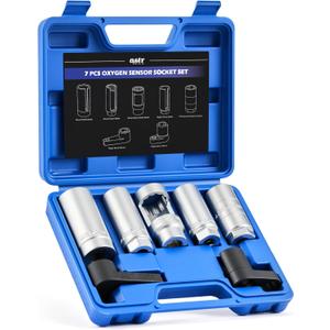 Orion Motor Tech 7pc Oxygen Sensor Socket Set, 1/2 & 3/8 in. Drive O2 Sensor Removal Set with 22 mm 27 mm 29 mm Sockets, Oxygen Thermal Oil Pressure Sensor Removers for Oil Vacuum Fuel Injector Switch
