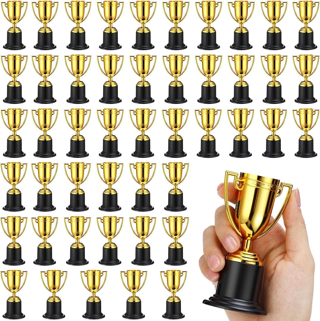 Quelay Mini Trophies Bulk 3.89 Inch Plastic Gold Award Trophy Cups for Sport Football Soccer Rewards Winning Prize Competition Party Favor