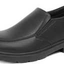 JABASIC Boys Slip-On School Uniform Shoes Non-Slip Comfortable Loafers for Kids (6.5,Black)