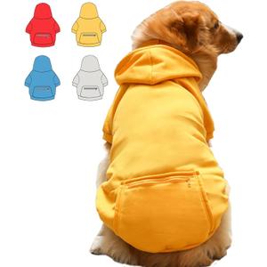 Dog Hoodie for Small Medium Large Dogs, Fleece Hoodie for Dogs with Zipper Pocket, Fall Winter Warm Cat Puppy Sweatshirts(Yellow,3XL)