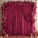 Burgundy Backdrop Curtains 4 Panels - Wrinkle-Free Polyester Photography Drapes for Baby Shower & Birthday Party - 16 X10FT