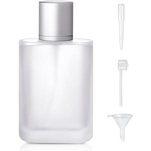 100ml/3.4 Oz Frosted Glass Spray Bottle Perfume Atomizer, Refillable Perfume Spray Bottle Perfume Bottles Empty with 3 Kinds of Perfume Dispenser (Frosted Glass 100ml)