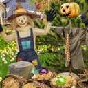 4 ft Halloween Party Decoration Scary Scarecrow Cardboard Cutout Standup Creepy Scarecrow Party Accessory Life Size Photo Prop Standing Cardboard Cutout for Halloween Supplies