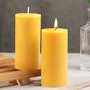Beeswax Pillar Candles Set of 2, 70 Hours Long Burning, 100% Natural Beeswax Candles for Emergency, Pure Bees Wax for Home, Smokeless & Dripless (Yellow)