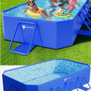 Foldable Pool, Large Non-Inflatable Swimming Pool for Kids,Adult Collapsible, Blue