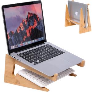 Wooden Laptop Stand Vertical Laptop for 13-18.6in Bamboo Stand for Desk,Laptop Stand Compatible with MacBook Air Pro/Dell XPS/Surface pro/HP/Pixelbook/Lenovo,More Laptops