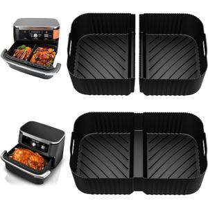 HOMELYLIFE Air Fryer Silicone Liners for Ninja DZ071 7-QT DualZone Megazone Air Fryer, 2 Pcs Liners for Dual 3.5QT Baskets and 1 Pcs Liner for 7-QT Megazone Basket, 3 Pcs Air Fryer Accessories