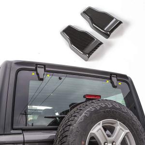 Rear Window Liftgate Glass Hinge Cover for Jeep Wrangler JL & Unlimited 2018-2024 (Carbon Fiber Texture) Rear Window Liftgate Glass Hinge Cover for Jeep Wrangler JL & Unlimited 2018-2024 (Carbon Fiber Texture)