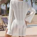 VIMPUNEC Crochet Swimsuit Coverup for Women Summer Bathing Suit Cover Ups Swimwear Beach Dress (White, S)