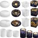 Tealight Candle Holder Resin Molds Silicone, 9 Pcs Cylindrical Square and Round Tealight Holder Molds for Resin Beginners DIY Dining Table Centerpiece Home Wedding Decorations