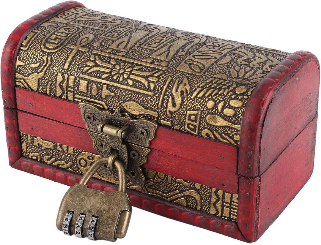 Walfront Wooden Jewelry Box, Vintage European Classical Wooden Case Jewelry Storage Box Container Home Decoration for Storing, Displaying Jewelry, Bracelet, Earrings (#1: Password