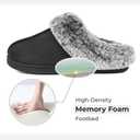 HomeTop Women's Classic Microsuede Memory Foam Slippers Durable Rubber Sole with Warm Faux Fur Collar (9-10 M, Black)