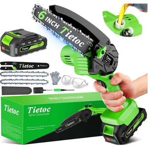 Tietoc Chainsaw 6 Inch Mini Electric Chainsaw Cordless Battery Powered, Hand Held Saw for Wood/Trees Trimming, Tools for Household and Garden, Chain Saw Gift for Men Dad Husband Fathers Gardener 2026