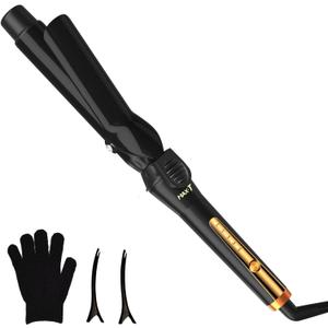1.25 Inch Ceramic Tourmaline Curling Wand - Dual Voltage Hair Curler for Long-Lasting Curls & Waves with 5 Heat Settings, Heat-Resistant Glove & Clips Included