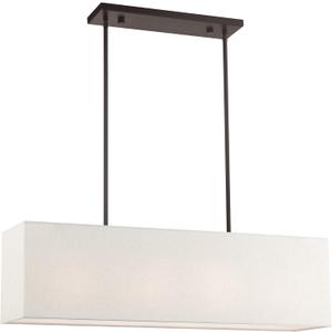 Livex Lighting 41156-92 Summit English Collection 4-Light Linear Chandelier with Oatmeal and White Fabric Hardback Shade, Bronze, 11.50x36.00x8.50