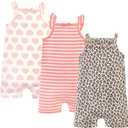 Touched by Nature Baby Unisex Baby Organic Cotton Rompers (9-12 Months, Leopard)