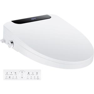 Bidet Toilet Seat, Elongated, Electric, Warm Water, Air Dryer, Heated Seat and Slow Close Lid, Front and Rear Wash, Night light, Wireless Remote, 102 (Elongated)