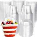100 Pack 6 oz Plastic Dessert Cups,Disposable Parfait Cups with Dome Lids (No Hole),Clear Plastic Party Cups for Fruit,Ice Cream,Yogurt,Cold Drinks,Cupcake,Snack