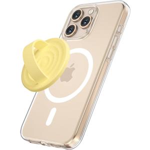 Magnetic Phone Grip Holder Compatible with MagSafe, Ultra Thin Silicone Finger Loop Ring Magnetic Grips for Back of Phone for iPhone Pro Max/Plus/16/15/14/13/12 Series, Yellow Sparkle