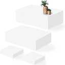 Large Buffet Risers Set of 4, 16"x8"x5" Display Stands, White Acrylic Food Risers for Party, Dessert Table, and Catering, Nesting and Stackable Display Risers