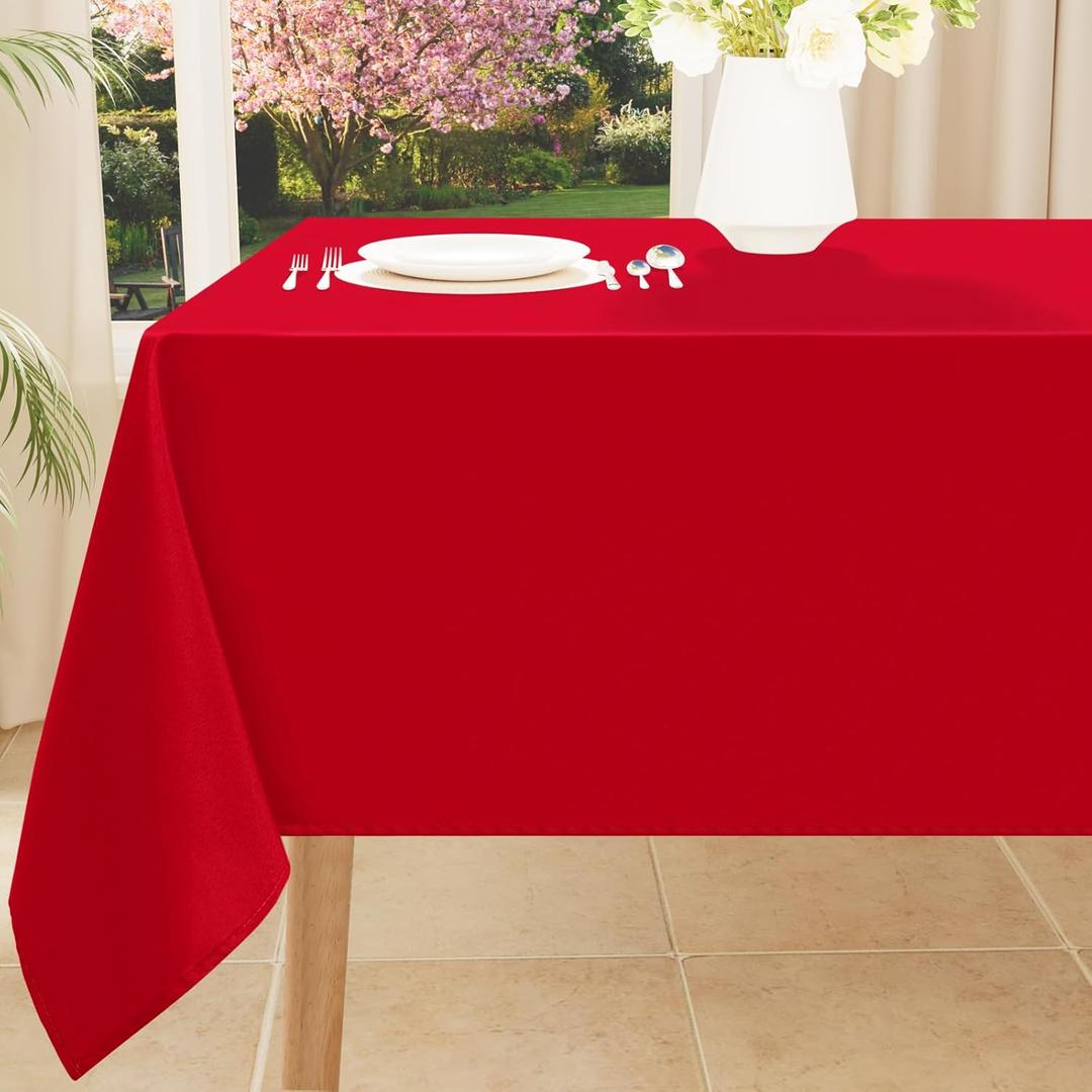 Smiry Rectangle Table Cloth, Waterproof Anti-Scratch Polyester Tablecloth, Decorative Washable Fabric Table Cover for Dining, Buffet, Parties and Outdoor, 60x102, Red