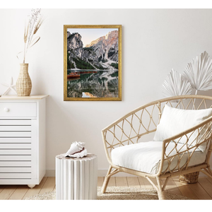 Wood 18x22 Frame Gold, Ornate Natural 22x18in Poster Picture Frame, Modern Golden 18 x 22inch Gallery Wall Photo Frame with HD Plexiglass, Horizontal Vertical Wall Mounting Display 1pcs