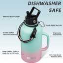 BJPKPK Half Gallon Insulated Water Bottles with Straw Lid & Side Handle, 64oz Large, Stainless Steel Water Bottles with 3 Lids and Paracord Strap, Metal Water Jug,Marshmallow