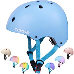 CELOID Kids Bike Helmet,Youth Skateboard Helmets for Ages 8-10-14 Years Boys Girls，Adjustable Multi-Sport Bicycle Skateboarding Roller Skating Scooter Balance Bike Helmet,Sky Blue 