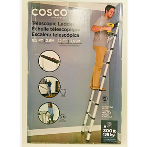 Cosco 8.5' Adjustable Height Telescopic Ladder ANSI Type 1A 300lbs Load Capacity
