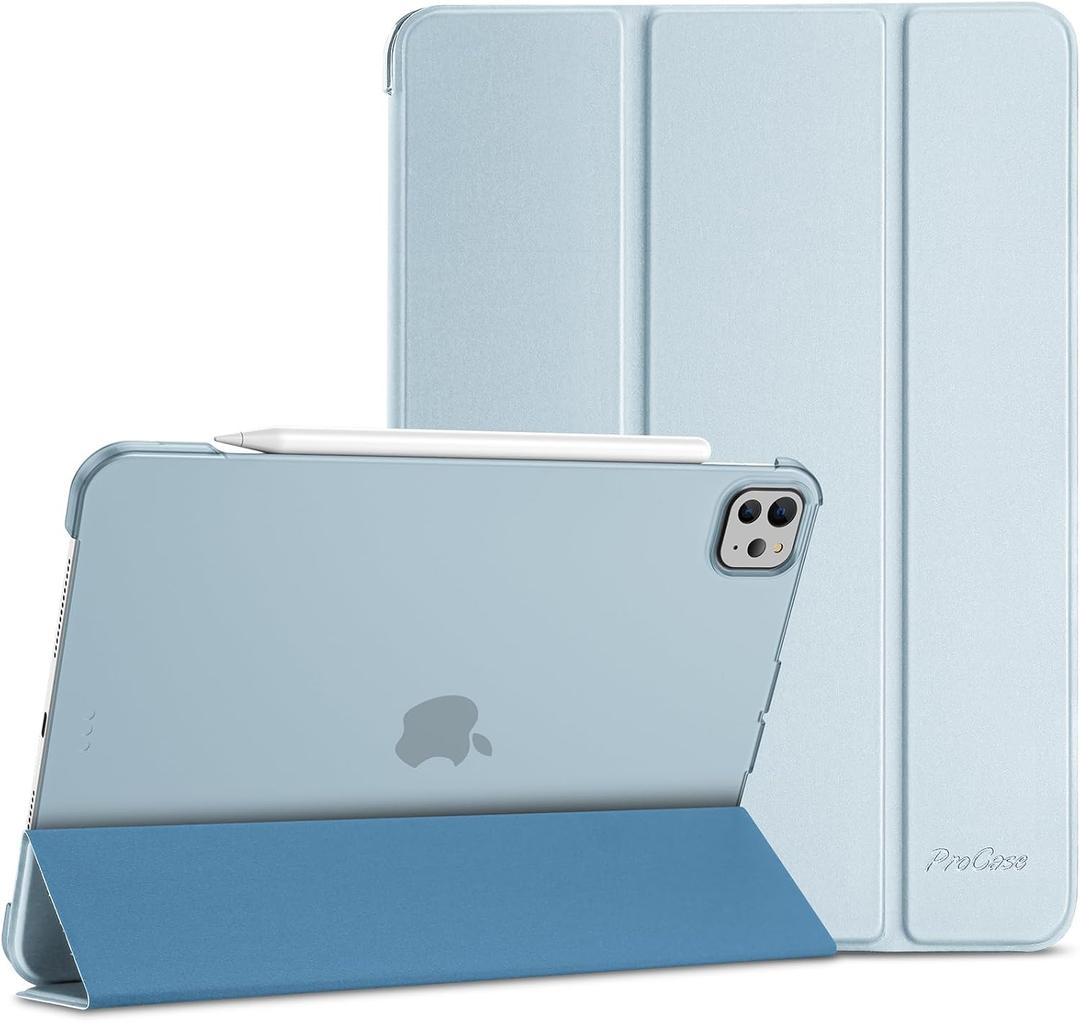 ProCase Smart Case for iPad Pro 11 Inch M5 2025/M4 2024 (Model: A3357/A3358/A3359/A2836/A2837/A3006), Slim Folio Stand Hard Back Shell Protective Tablet Cover for iPad Pro 11" 6th/5th Gen -Blue