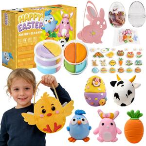 8Pack Eatser Crafts Kit - Air Dry Clay Easter Eggs Crafts for Kids,Modeling Clay DIY Kit for Kids Easter Hunt,Basket Stuffers Fillers,Party Favors and Classroom Prize Supplies,for Age 3+