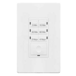 ENERLITES 4-Hour No Neutral Wire Countdown Timer Switch, 5-10-30-60 Min, 2-4 Hour, For Bathroom Fans, Heaters, Lights, LED Indicator, 120VAC 800W, UL Listed, HET06-J-W, White