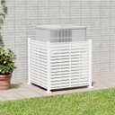 Air Conditioner Fence Panels, 38" W X 39" H Pool Equipment Enclosure, No-Dig Outdoor Privacy Screen, Trash Can Enclosure, Decorative Garden Fences for Patio Lawn, White