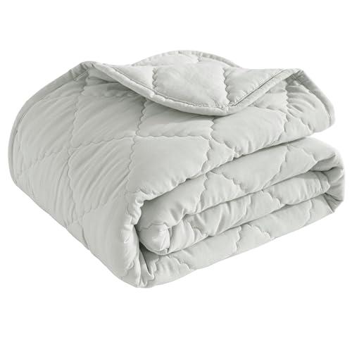 BEDSUM 100% Brushed Microfiber Down Alternative Toddler Comforter, Ultra Soft Lightweight and Warm Breathable Crib Quilted Blanket for Nursery Stroller Bed, 39x47 Inches, Light Grey