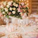 Ms Lovely Clear Glass Charger 12.6 Inch Dinner Plate With Beaded Rim - Set of 4 - Metallic Pink