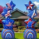 Fourluoo 2 Pcs 5.25 ft 4th of July Inflatable Star Outdoor Decoration Patriotic 250th Anniversary Light up Blow up Yard Decor Red White and Blue Inflatable Star for Memorial Day Party Garden Lawn Yard